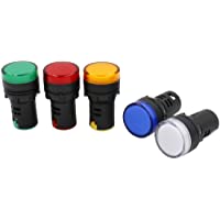 Heschen 22 mm LED Indicador Piloto Luz AD16-22D-S 24VDC 20mA Rojo Verde Amarillo Azul Blanco Color de la luz 5Pack